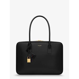 Saint Laurent Women Sac De Jour In Box Leather Handbag With Metal Padlock Detail